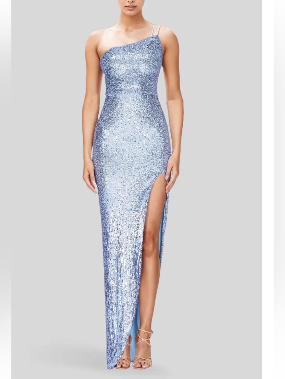 Nookie Leilani one shoulder Lavender Gown sequins all over Made in Australia